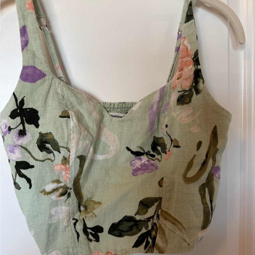 Abercrombie & Fitch Floral Crop Top - Green and Pink
